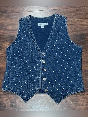 Vintage American Classics Denim Rhinestone Vest